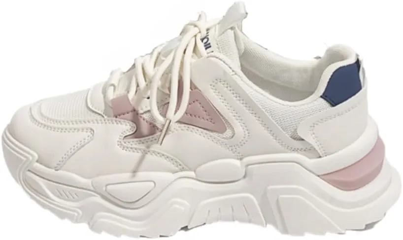 Korean Chunky Sneakers, Kawaii Academy Style, Cloud Sole & Hidden Heel Lift, Comfortable White Dad Shoes for Women, Preppy Outfit, Gift for Daughter, Travel-Friendly