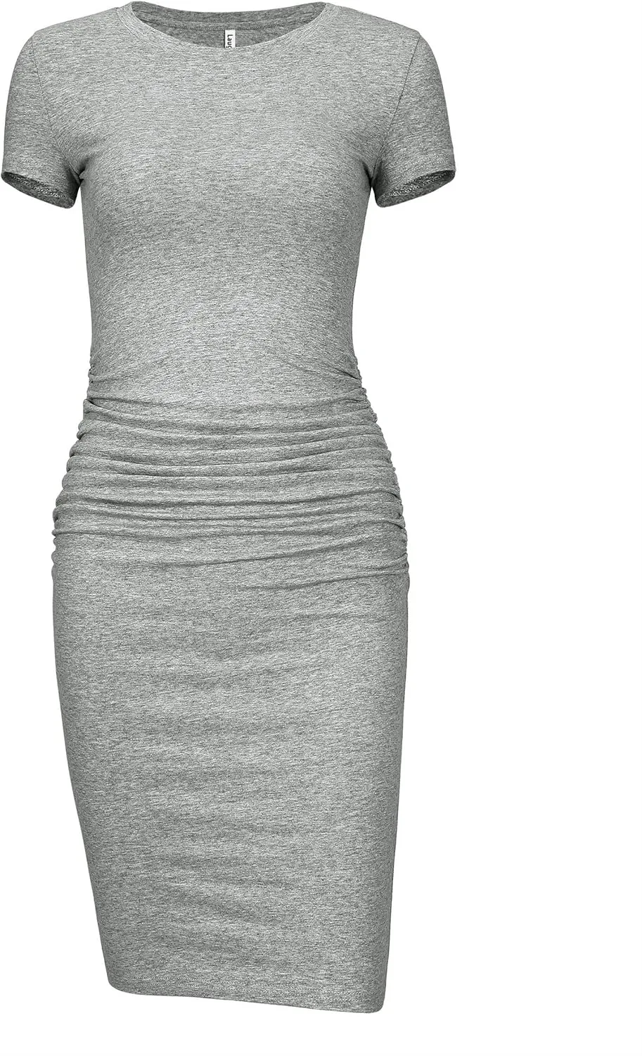 Laughido Women's Short Sleeve Ruched Bodycon Sundress Knee Length T Shirt Dresses 2025 Trendy Casual Outfits