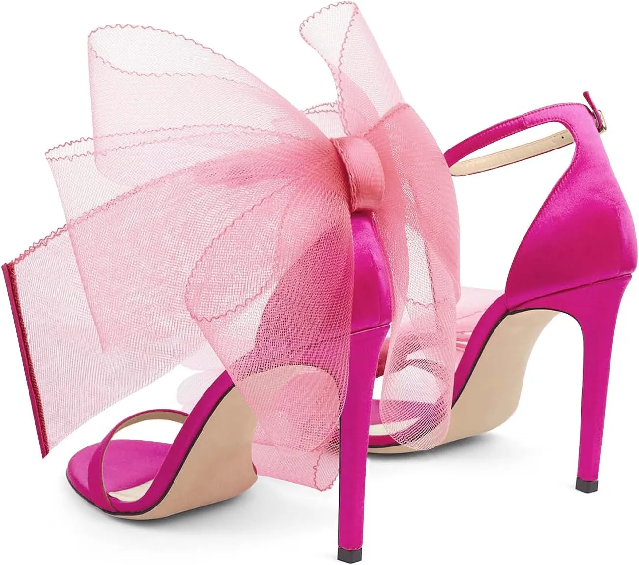 LauraVicci Women's High Heel Sandals Asymmetric Mesh Leather Bow Opened Toe Ankle Strap Lace-Up Stiletto Slip-On Evening Dress Party Wedding Shoes