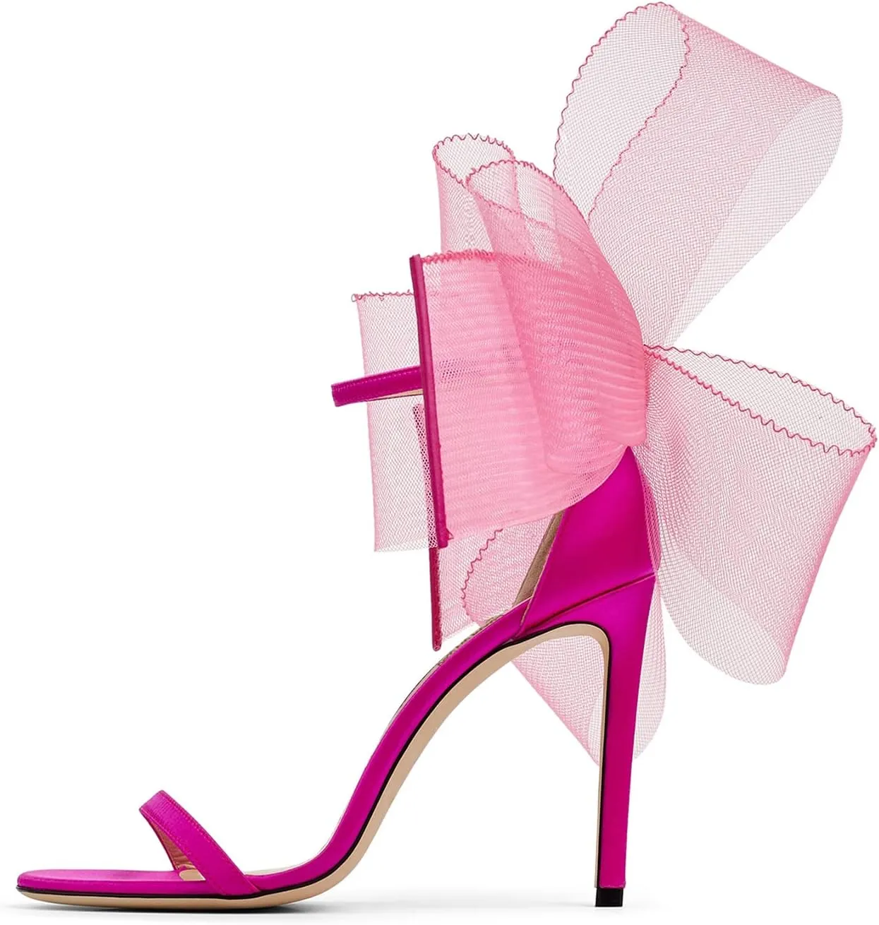 LauraVicci Women's High Heel Sandals Asymmetric Mesh Leather Bow Opened Toe Ankle Strap Lace-Up Stiletto Slip-On Evening Dress Party Wedding Shoes