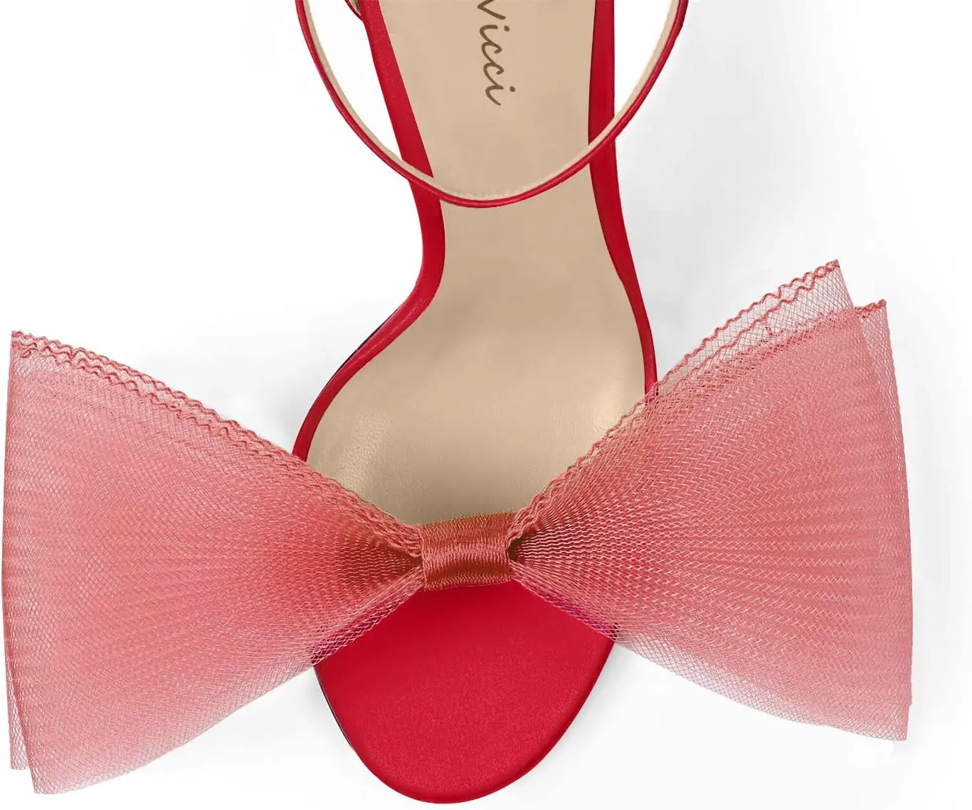 LauraVicci Women's High Heel Sandals Asymmetric Mesh Leather Bow Opened Toe Ankle Strap Lace-Up Stiletto Slip-On Evening Dress Party Wedding Shoes