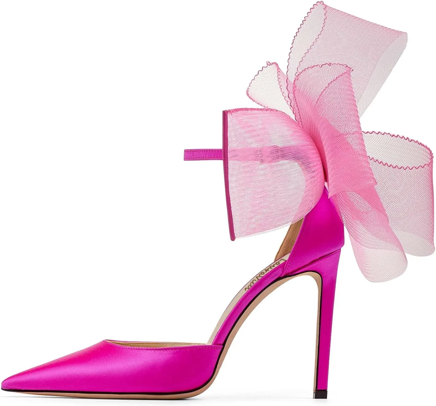 LauraVicci Women's Pumps Asymmetric Mesh Feather Bow Sandals Pointed Toe Ankle Strap Lace-Up Stiletto Slip-On Evening Dress Party Wedding Shoes