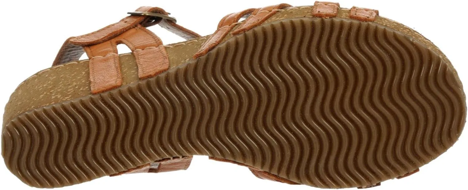 Lily - Women's Strappy Open Toe Gladiator Cork Low Wedge Sandals
