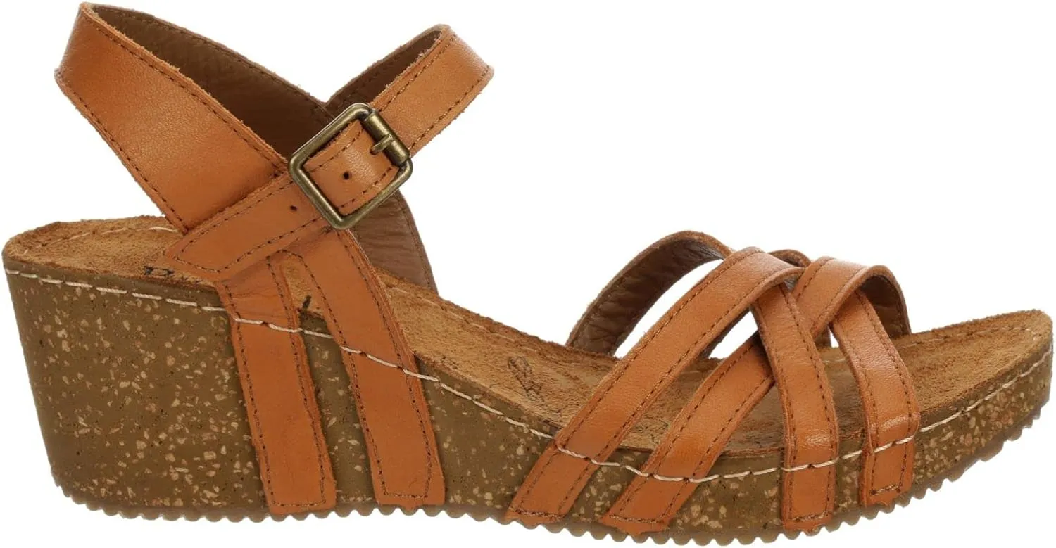Lily - Women's Strappy Open Toe Gladiator Cork Low Wedge Sandals