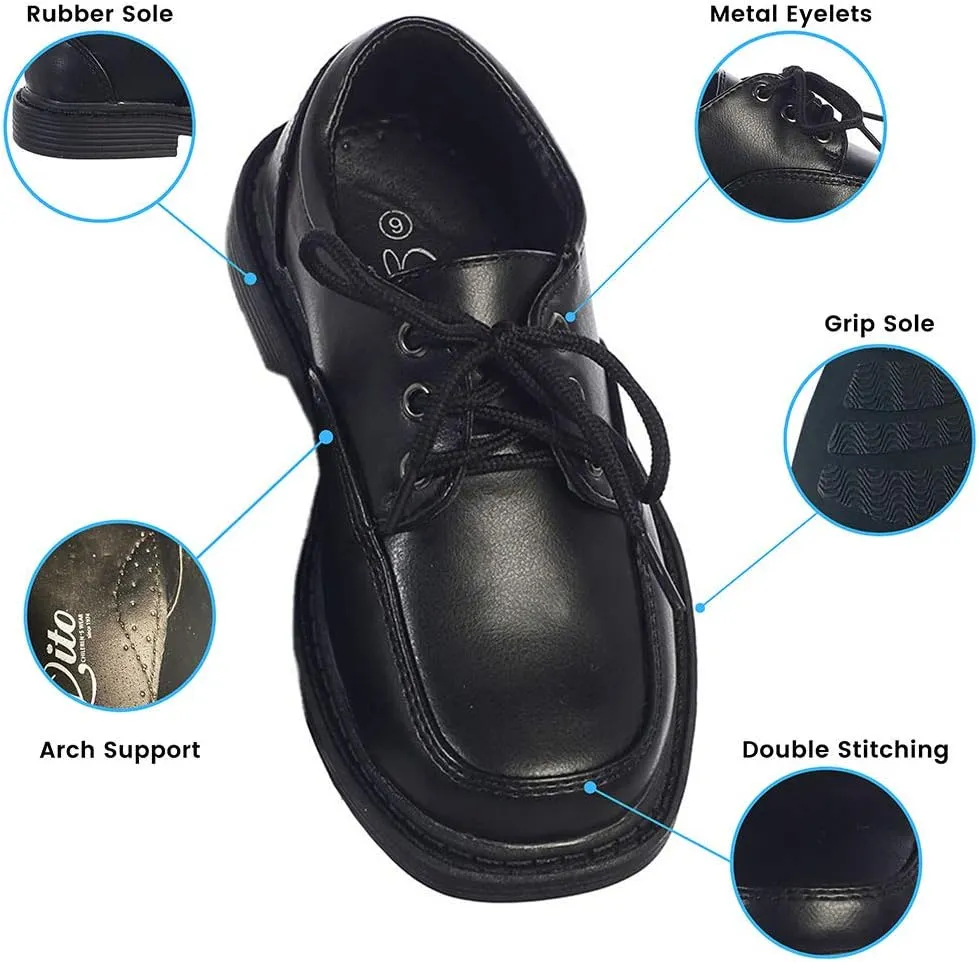 Lito Children's Wear Boys Dress Shoe - Lace Up Communion - Wedding, Graduation, Formal Matte Shoe