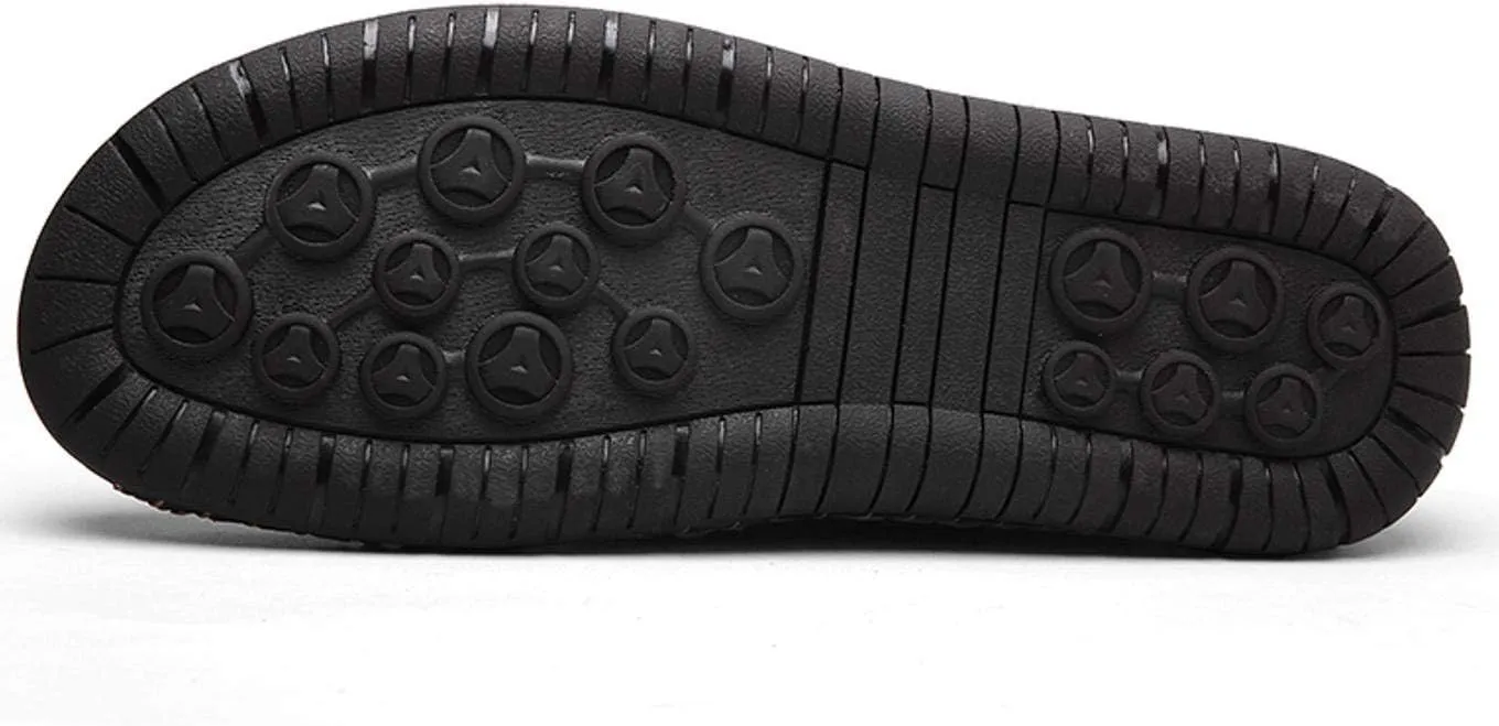 Mens Driving Leather Casual Slip-on Sneaker Handmade Stitched Flats Penny Loafers Lightweight Shoes