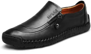 Mens Driving Leather Casual Slip-on Sneaker Handmade Stitched Flats Penny Loafers Lightweight Shoes