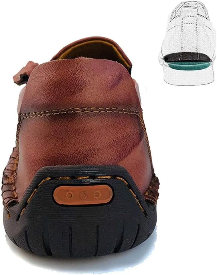 Mens Driving Leather Casual Slip-on Sneaker Handmade Stitched Flats Penny Loafers Lightweight Shoes