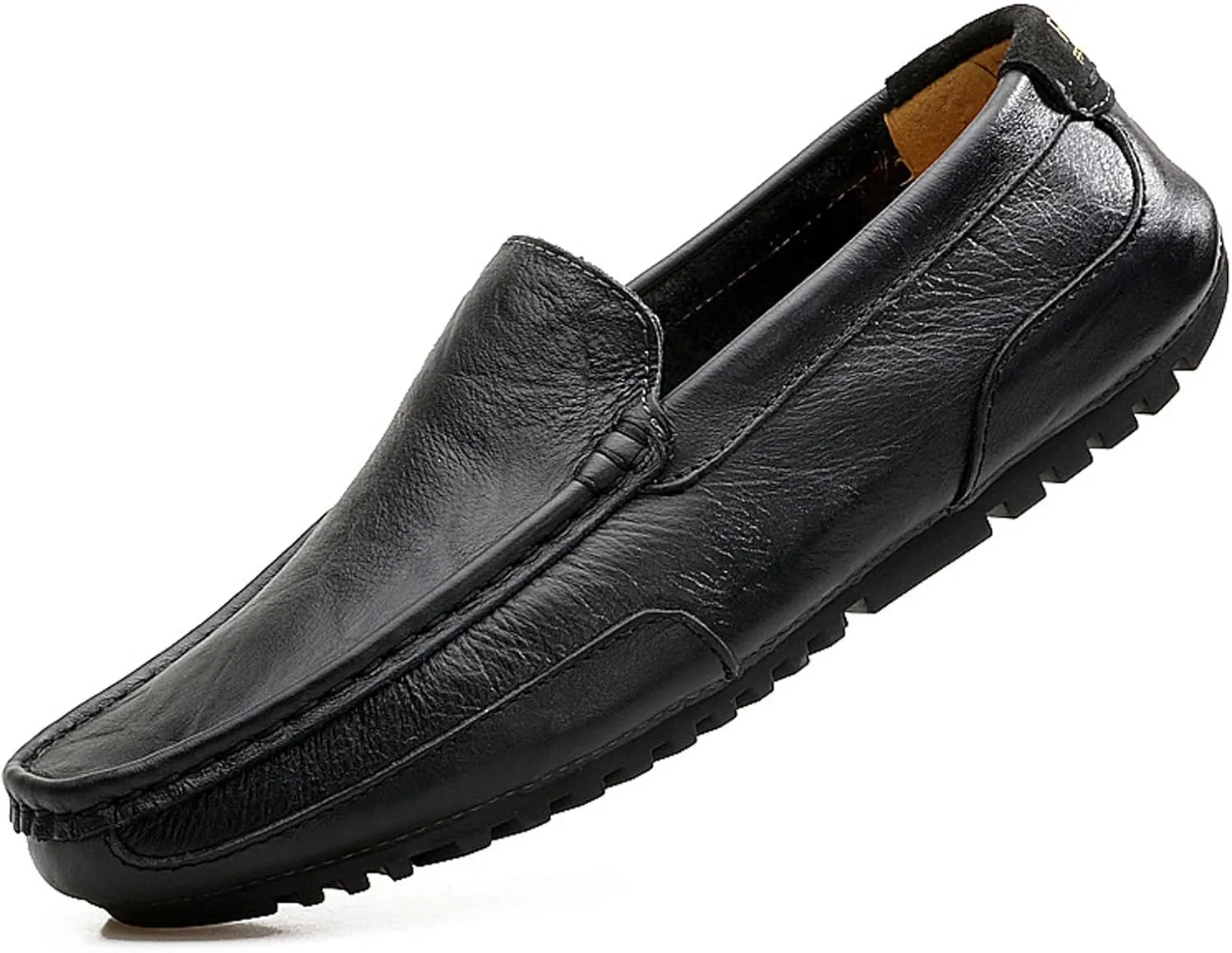 Men's Genuine Leather Square Toe Casual Slip On Loafers,Lightweight Comfortable Flat Moccasin Boat Shoes Casual Fashion Walking Driving Shoes