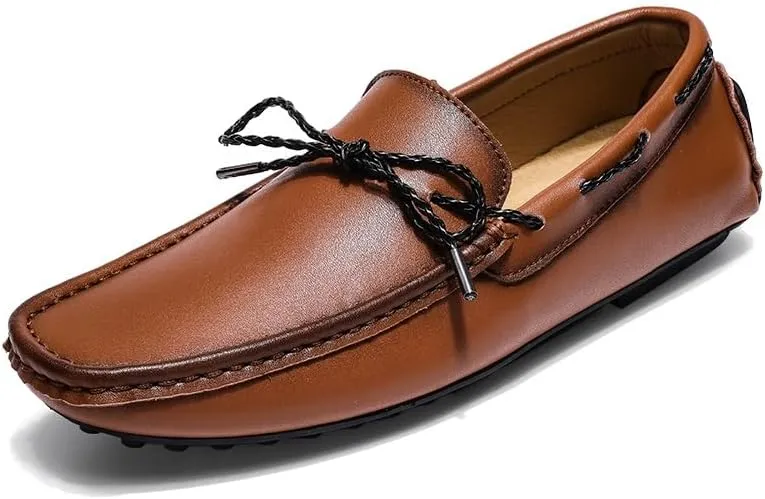 Men's Loafers Square Toe Vegan Leather Driving Moccasins Boatshoes Anti-Slip Lightweight Slip Resistant Wedding Slip-ons