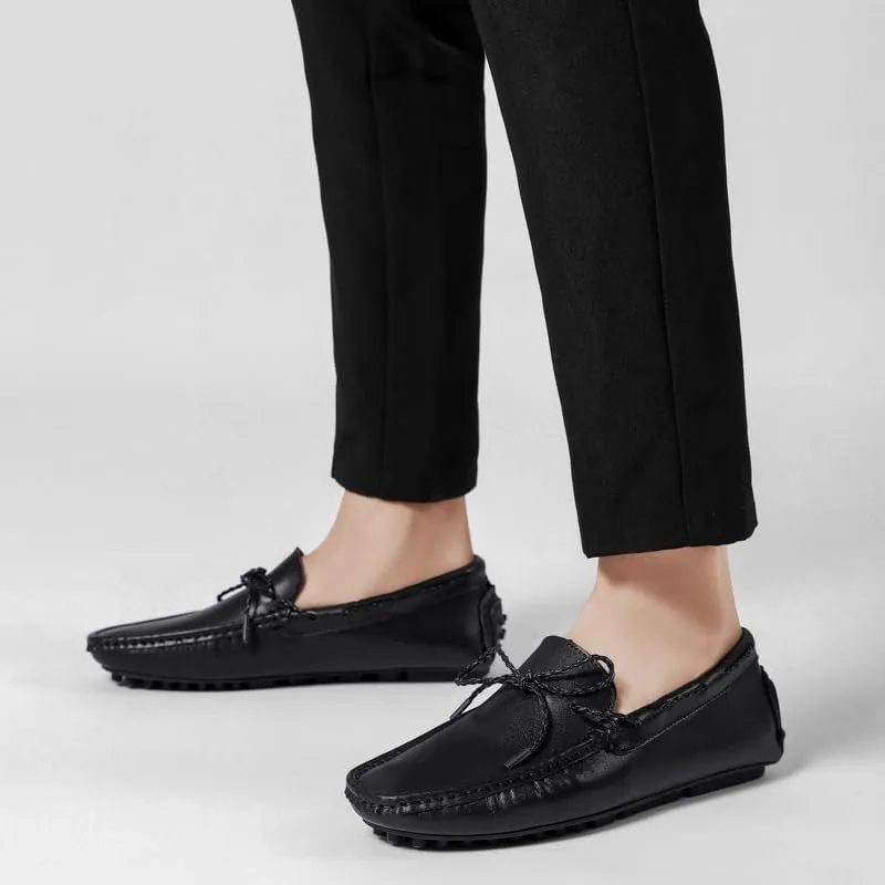 Men's Loafers Square Toe Vegan Leather Driving Moccasins Boatshoes Flexible Lightweight Flat Heel Walking Outdoor Slip-ons