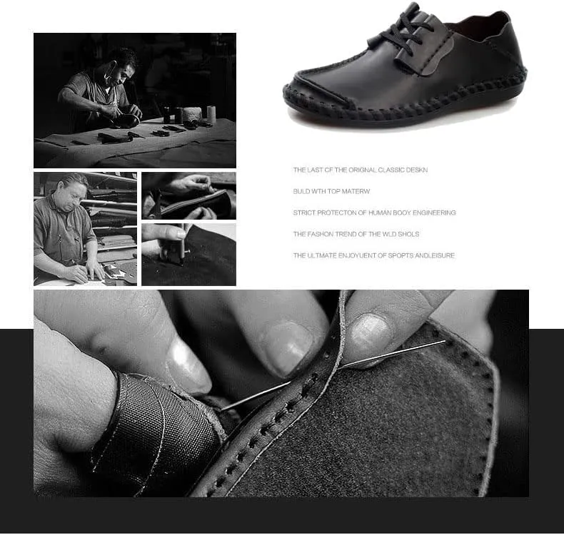 Men's Premium Nubuck Leather Slip on Shoes,Handmade Loafers Breathable Leisure Vintage Flat Boat Shoes