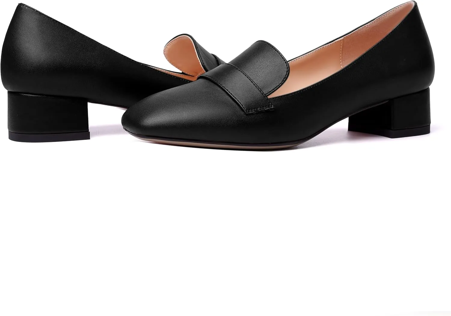 MERRORI Womens Matte Casual Office Slip On Square Toe Chunky Low Heel Loafers Shoes 0.5 Inch