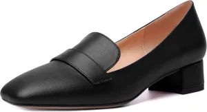 MERRORI Womens Matte Casual Office Slip On Square Toe Chunky Low Heel Loafers Shoes 0.5 Inch