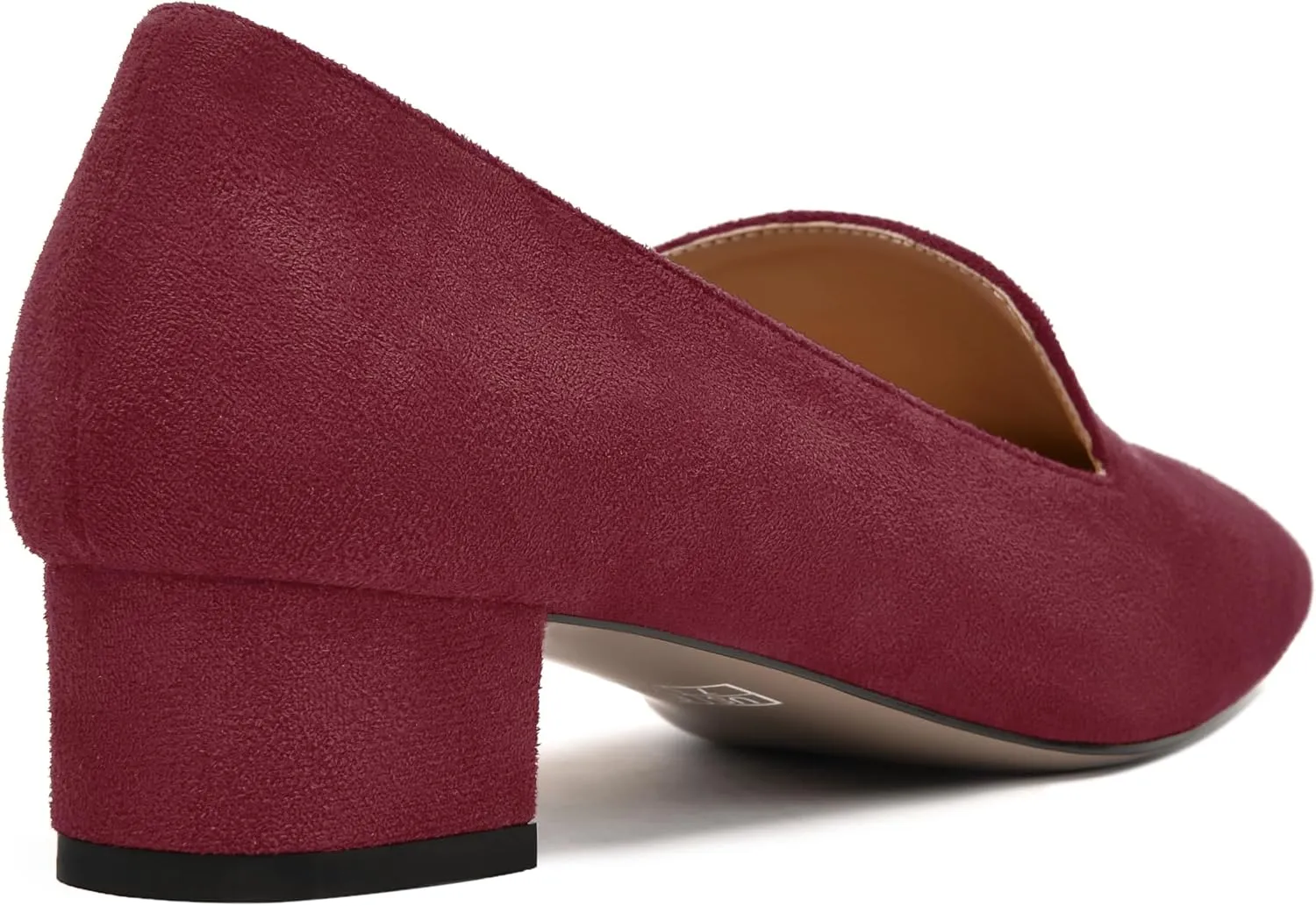 MERRORI Womens Square Toe Suede Casual Slip On Wedding Chunky Low Heel Loafers Shoes 1.5 Inch