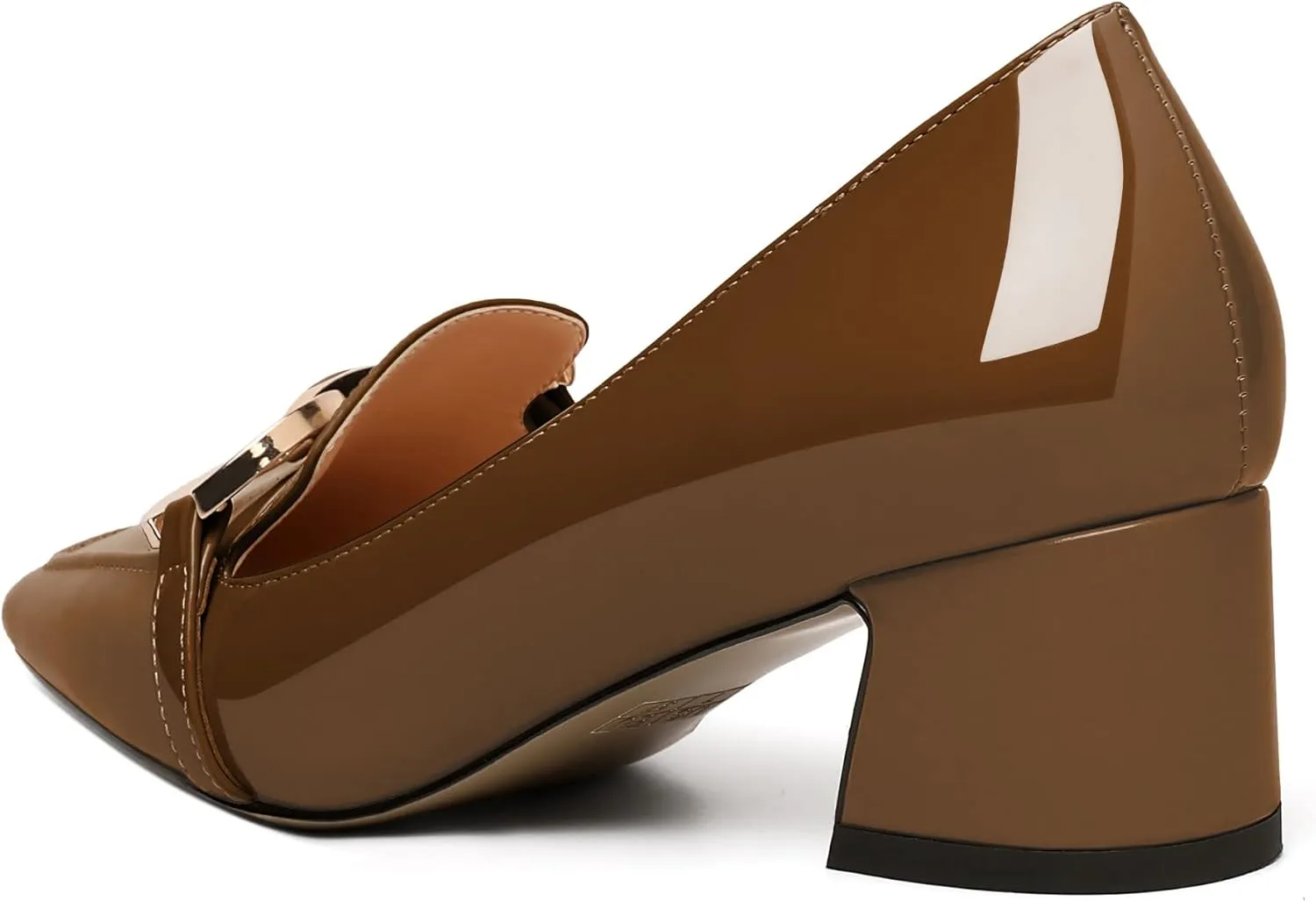 Mettesally Womens Square Toe Block Heels Mid Chunky Heel Loafer Pumps Slip On Chain Dress Comfortable Prom Shoes