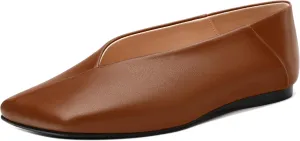 MODENCOCO Womens Flats Square Toe Ballet Flat for Women Loafers Flats Dress Shoes Comfortable Business Casual Work Shoes