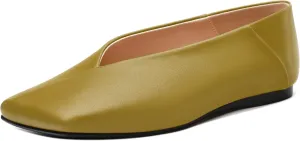 MODENCOCO Womens Flats Square Toe Ballet Flat for Women Loafers Flats Dress Shoes Comfortable Business Casual Work Shoes