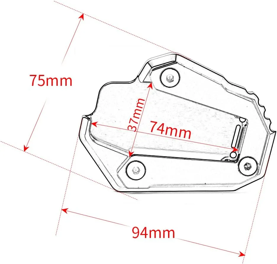 Motorcycle Side Stand Extension Kickstand Plate Compatible With Ducati DesertX 2022 2023 | Foot Pad Support Desert X Desert-X Accessories (red-2)