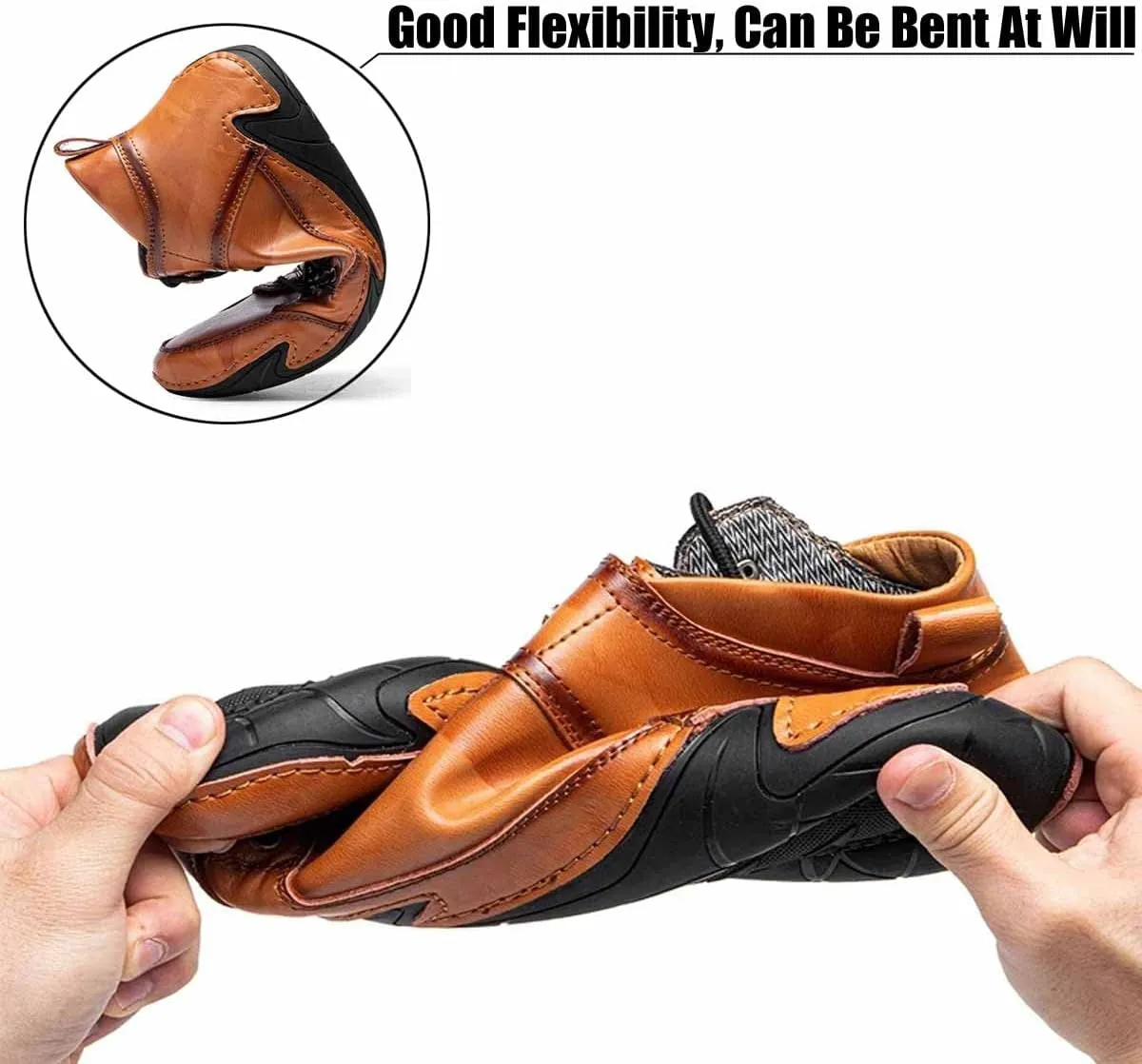 MSYINGL Mens Driving Loafers Shoes,Comfortable Leather Lace-Up Boat Shoes,Handmade Skate Shoes,Lightweight Walking Shoes