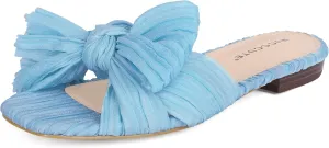 MUCCCUTE Bow Sandals for Women Square Open Toe Flat Sandals Slip on Casual Cute Summer Slides for Vacation Wedding