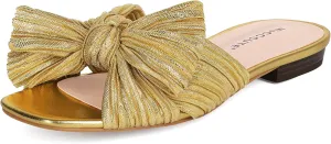 MUCCCUTE Bow Sandals for Women Square Open Toe Flat Sandals Slip on Casual Cute Summer Slides for Vacation Wedding