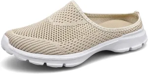 Mules for Women Breathable Mesh Walking Mules Sneakers Comfortable Orthopedic Clogs with Arch-Support Lightweight Summer Slip On Closed Toe Shoes Casual Backless Shoes