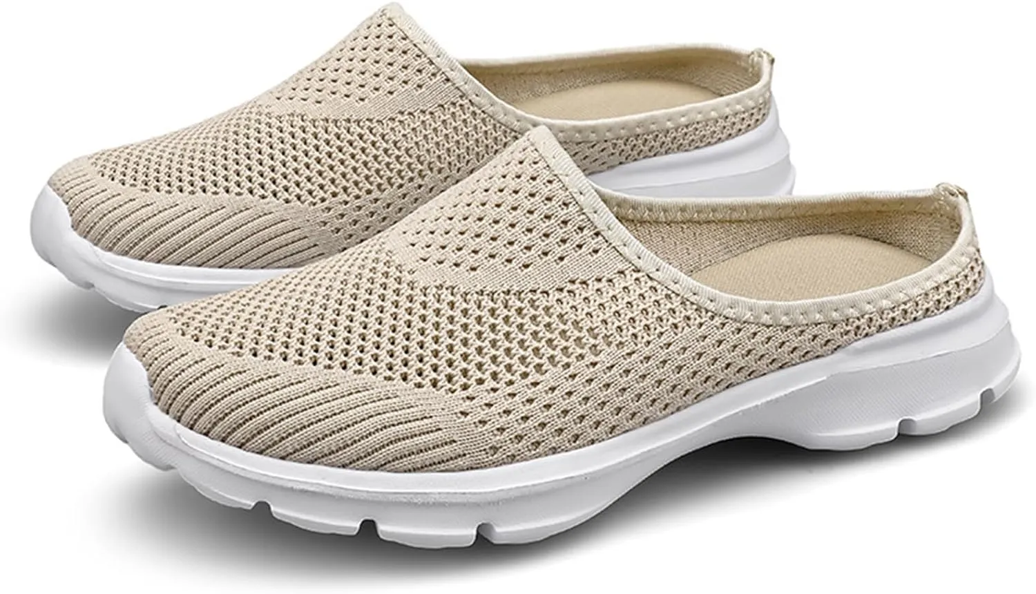 Mules for Women Breathable Mesh Walking Mules Sneakers Comfortable Orthopedic Clogs with Arch-Support Lightweight Summer Slip On Closed Toe Shoes Casual Backless Shoes