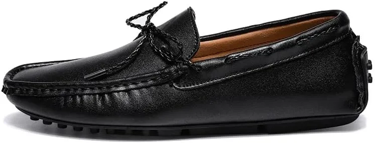 New Men's Loafers Square Toe Vegan Leather Driving Moccasins Boatshoes Flexible Slip Resistant Comfortable Outdoor Slip-ons