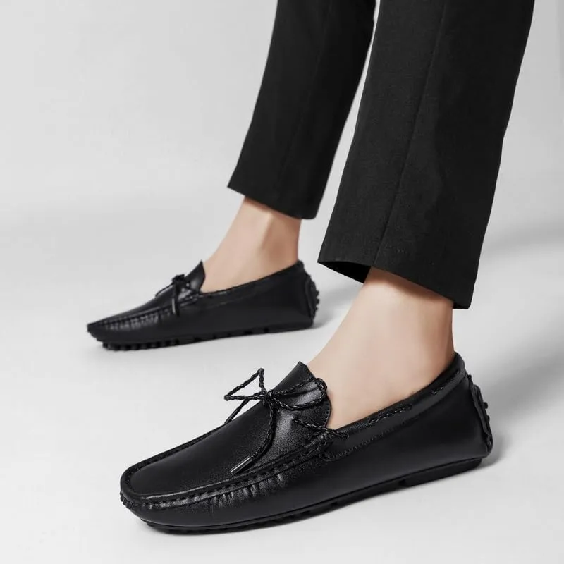 New Men's Loafers Square Toe Vegan Leather Driving Moccasins Boatshoes Flexible Slip Resistant Comfortable Outdoor Slip-ons