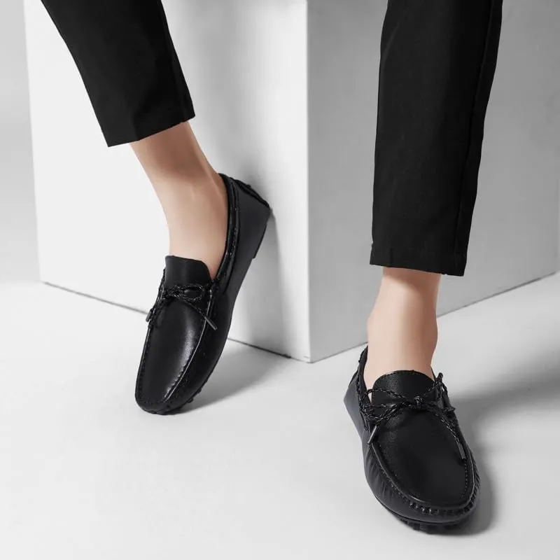 New Men's Loafers Square Toe Vegan Leather Driving Moccasins Boatshoes Flexible Slip Resistant Comfortable Outdoor Slip-ons