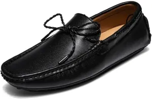New Men's Loafers Square Toe Vegan Leather Driving Moccasins Boatshoes Flexible Slip Resistant Comfortable Outdoor Slip-ons