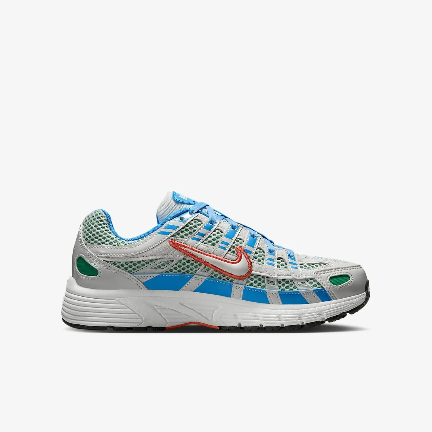 Nike P-6000 Big Kids' (Boys') Shoes (IB7729-121, Summit White/University Blue/Stadium Green/Magic Ember)