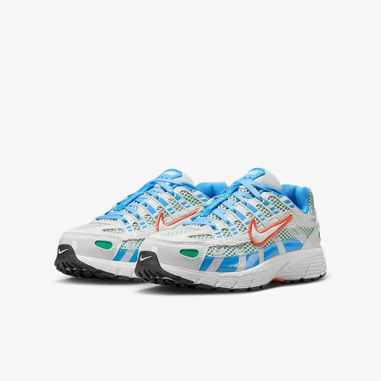 Nike P-6000 Big Kids' (Boys') Shoes (IB7729-121, Summit White/University Blue/Stadium Green/Magic Ember)