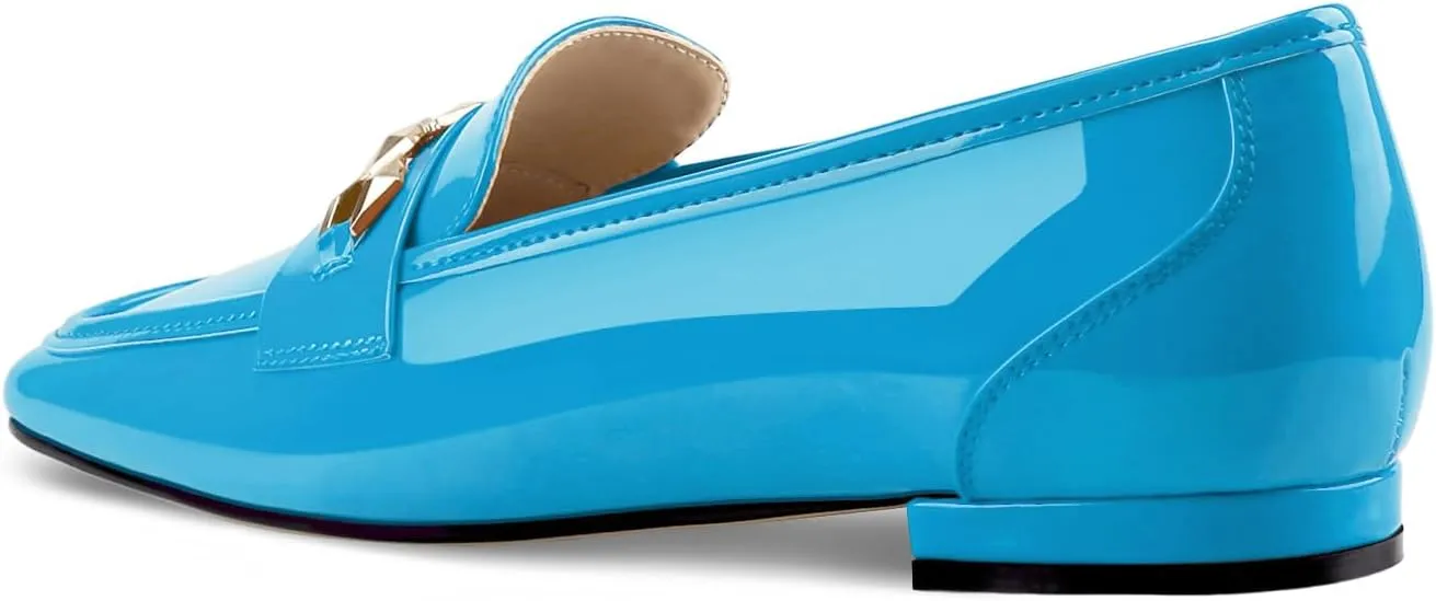 Oh Mispares Womens Loafers Square Toe Low Heel Penny Loafers Fashion Comfortable Slip on Flats Casual Dressy Shoes for Women Work Office Patent Leather