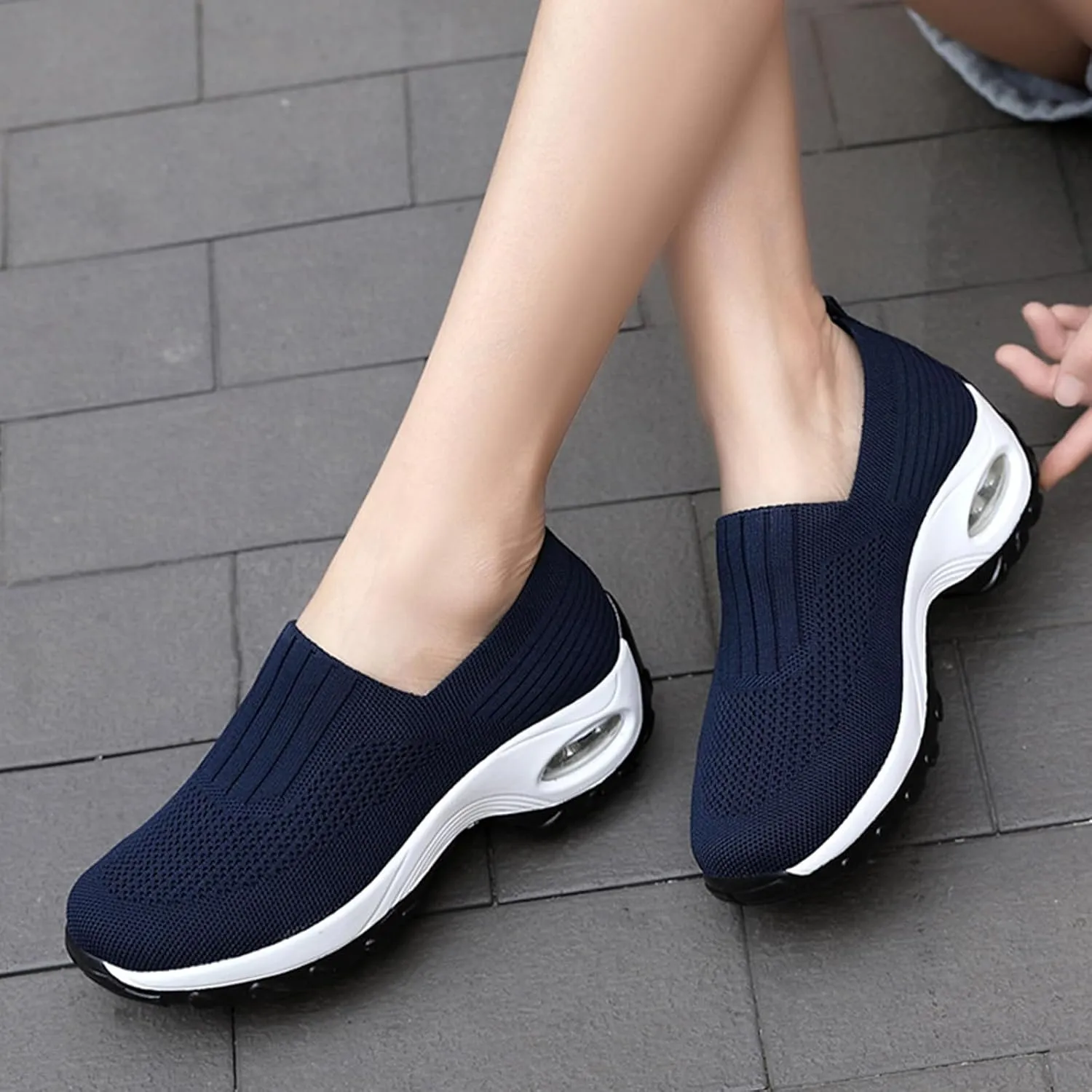 Optigard Women's Mesh Slip On Walking Sneakers with Arch Support Air Cushion Athletic Shoes Casual Comfortable Work Nursing Platform Loafers