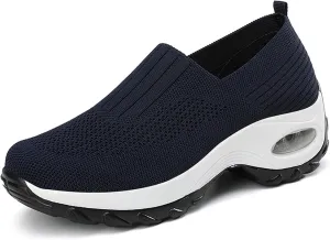 Optigard Women's Mesh Slip On Walking Sneakers with Arch Support Air Cushion Athletic Shoes Casual Comfortable Work Nursing Platform Loafers
