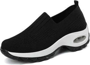 Optigard Women's Mesh Slip On Walking Sneakers with Arch Support Air Cushion Athletic Shoes Casual Comfortable Work Nursing Platform Loafers
