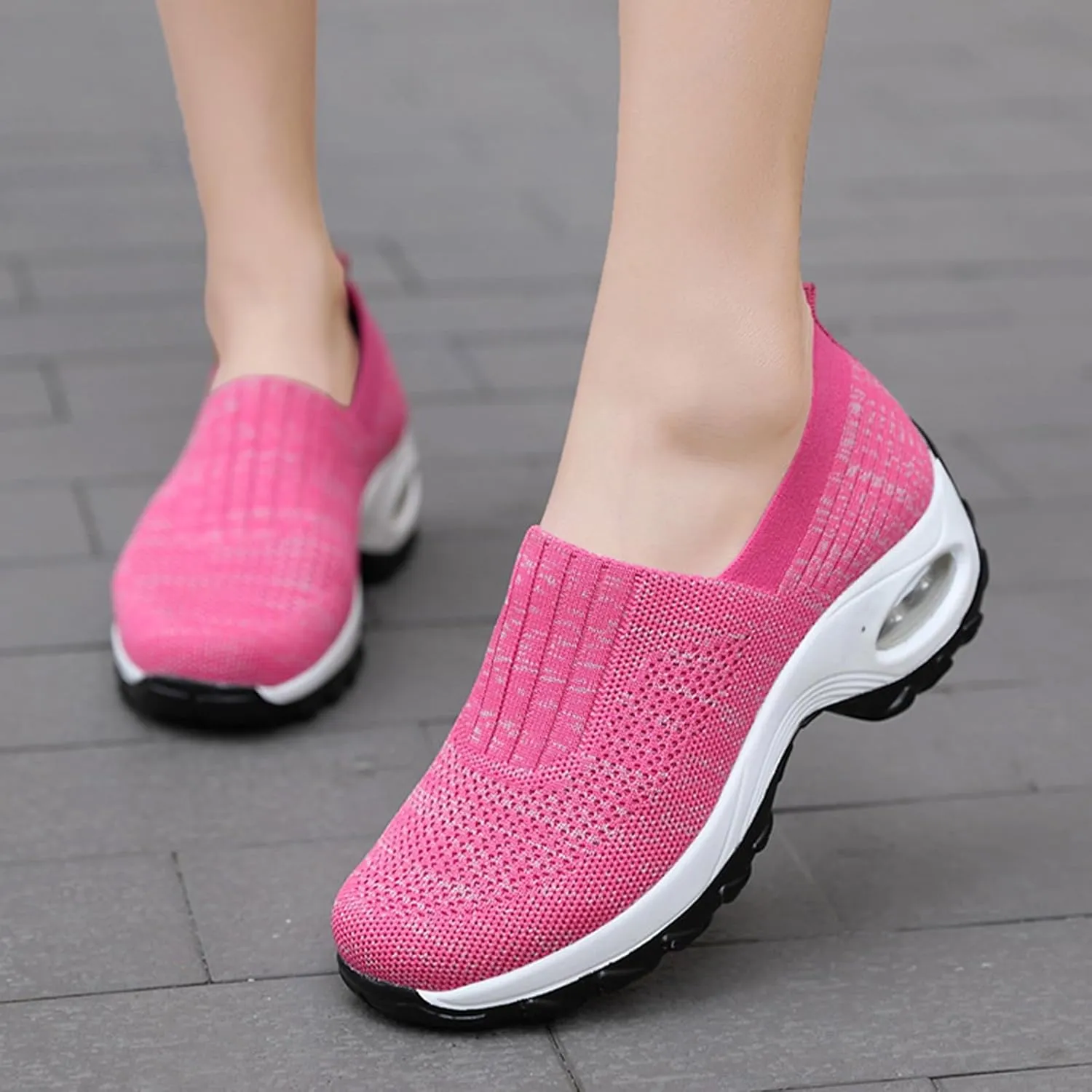 Optigard Women's Mesh Slip On Walking Sneakers with Arch Support Air Cushion Athletic Shoes Casual Comfortable Work Nursing Platform Loafers