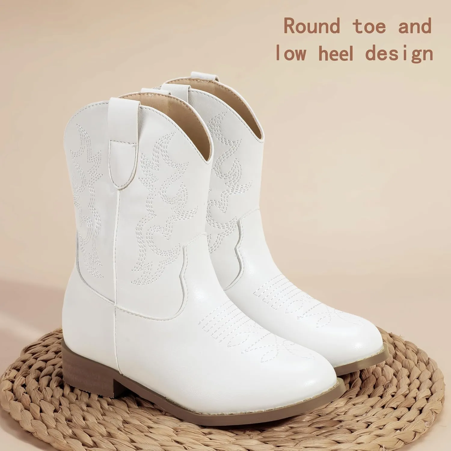 PANDANINJIA Girls Toddler Cowgirl Boots Riding Round Toe Western Blue Calf High 12 Months