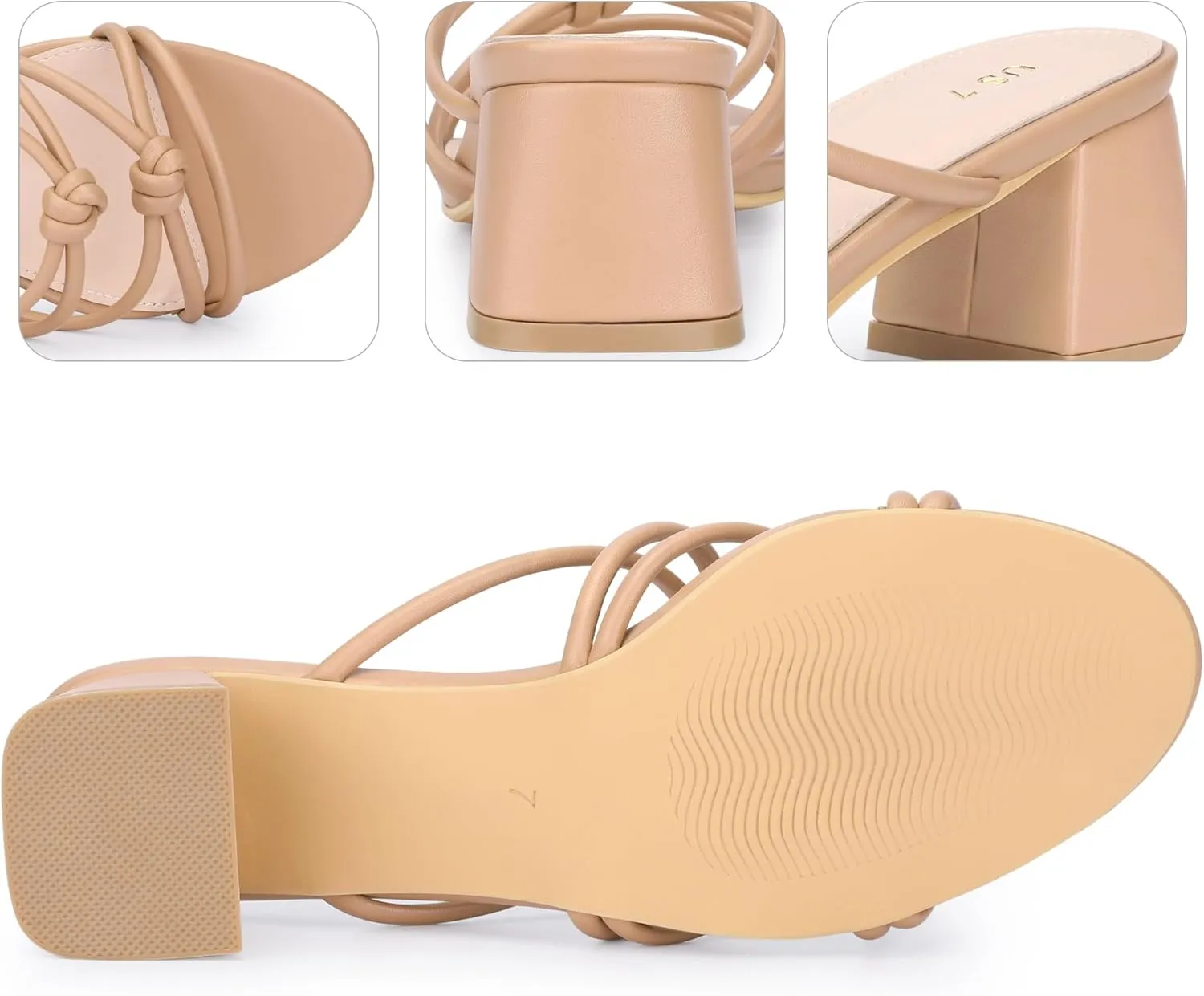 Perphy Strappy Knotted Block Heel Slides Sandals for Women