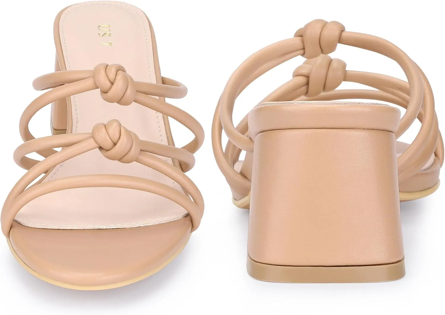 Perphy Strappy Knotted Block Heel Slides Sandals for Women
