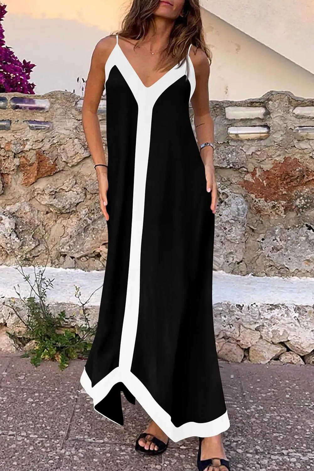PRETTYGARDEN Women's Flowy Maxi Dress 2025 Summer Sleeveless V Neck Spaghetti Strap Elegant Wedding Party Dresses