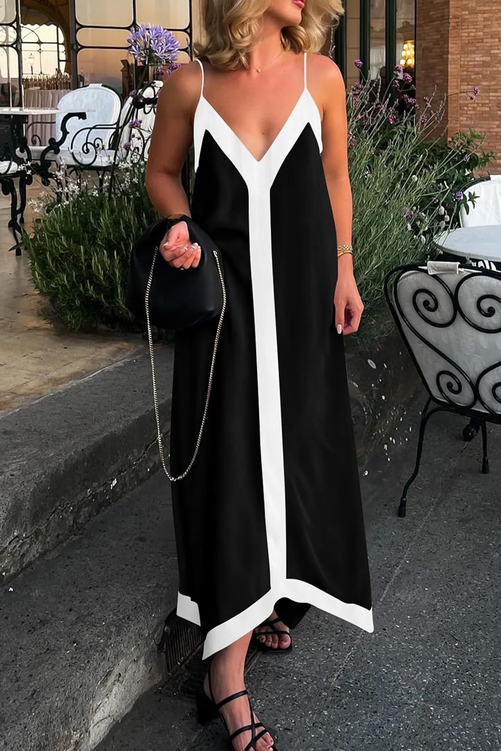 PRETTYGARDEN Women's Flowy Maxi Dress 2025 Summer Sleeveless V Neck Spaghetti Strap Elegant Wedding Party Dresses