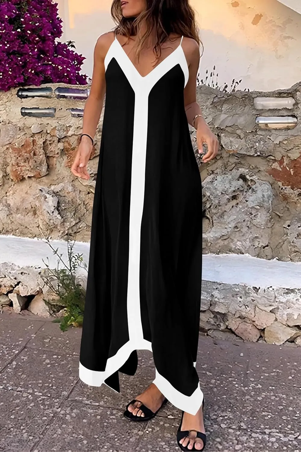 PRETTYGARDEN Women's Flowy Maxi Dress 2025 Summer Sleeveless V Neck Spaghetti Strap Elegant Wedding Party Dresses