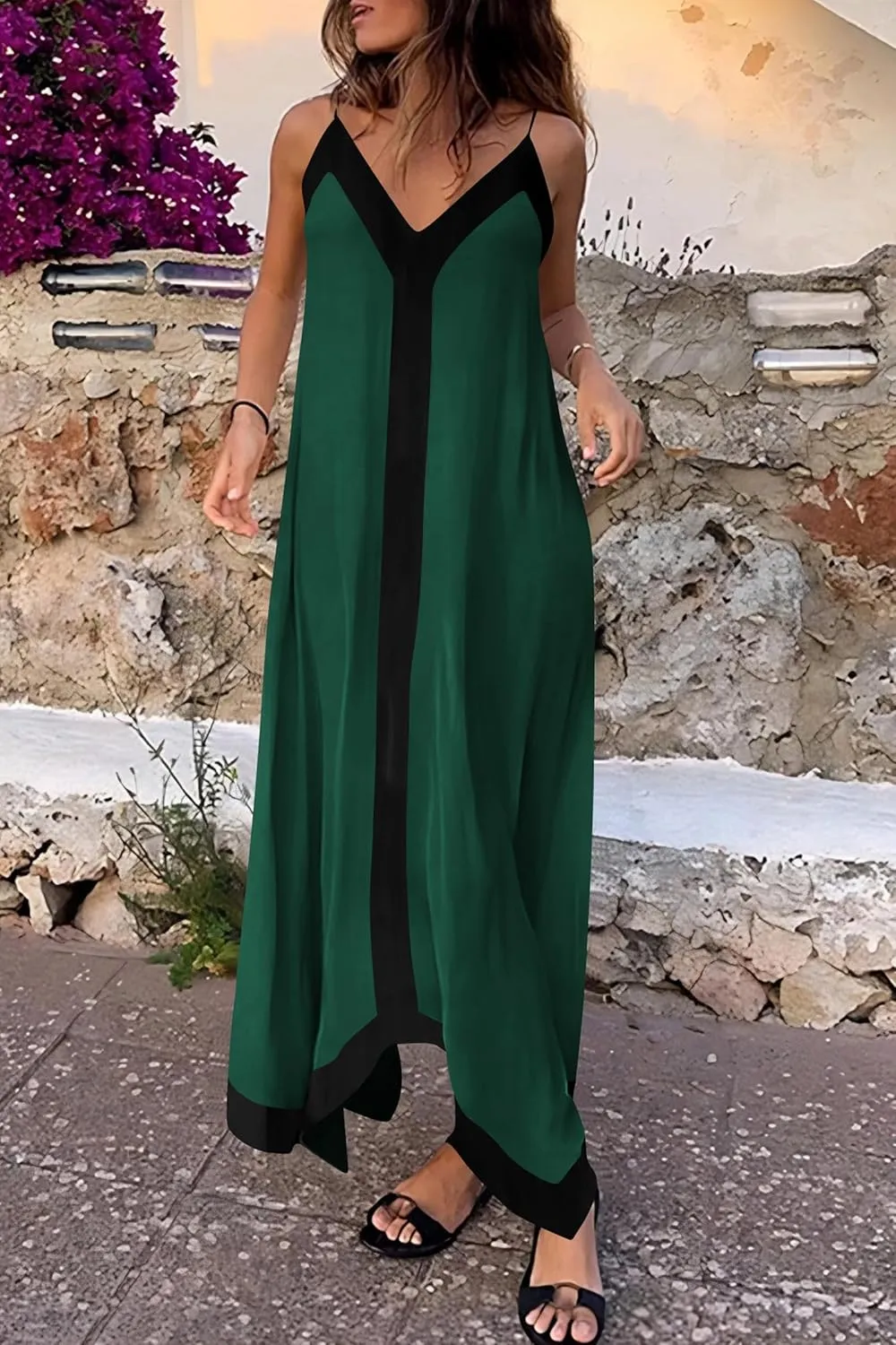PRETTYGARDEN Women's Flowy Maxi Dress 2025 Summer Sleeveless V Neck Spaghetti Strap Elegant Wedding Party Dresses