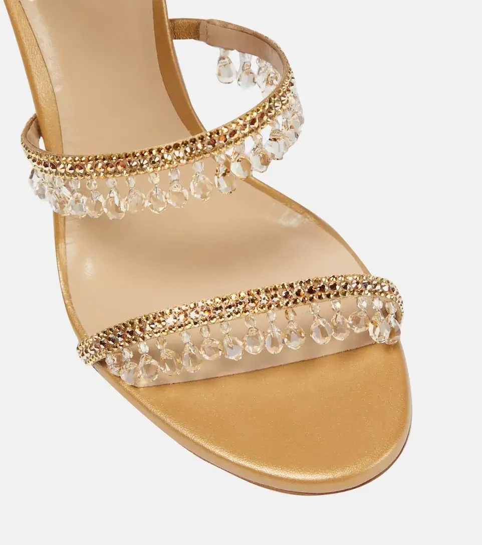Rhinestone Tassel Wrap Around Heels for Women Prom Shoes Colorful Crystals Twist Open Round Toe Lace up Heeled Sandals