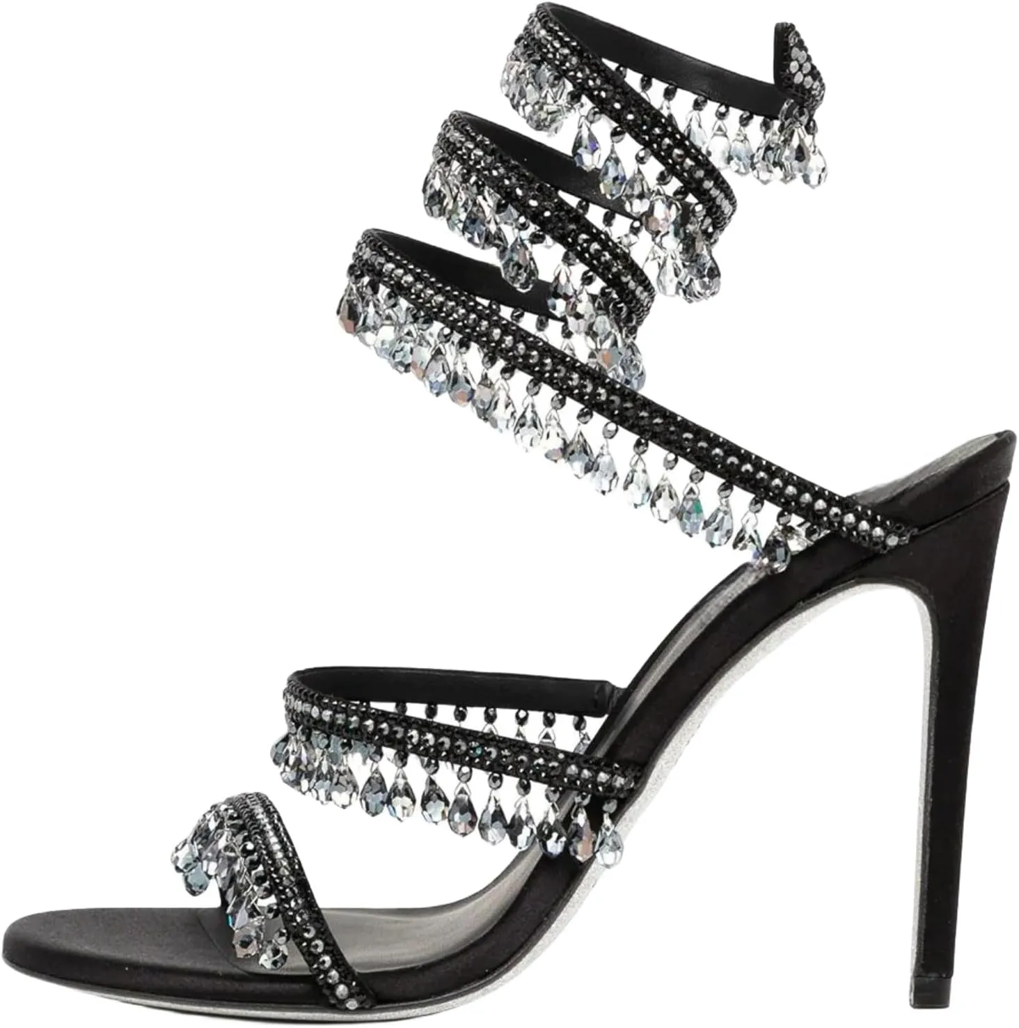 Rhinestone Tassel Wrap Around High Heels Stiletto Sandals for Women,Women's Colorful Diamonds Twist Around Open Round Toe Lace up Heeled Sandals Date Banquet Dress Wedding Prom High Heeled Shoes