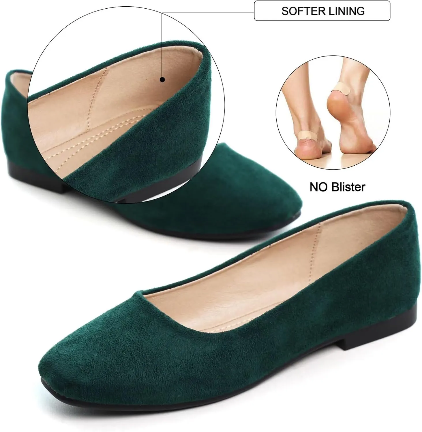 SAILING LU Flats for Women Comfortable Solid Color Soft Flats Square Toe Ballet Casual Work Shoes Dressy Slip-ons Loafers