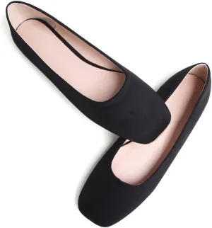 SAILING LU Flats for Women Comfortable Solid Color Soft Flats Square Toe Ballet Casual Work Shoes Dressy Slip-ons Loafers